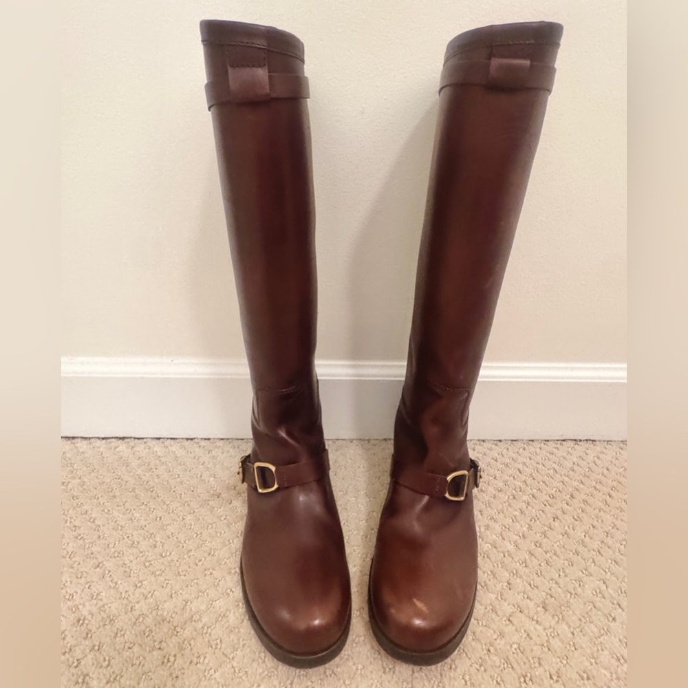 Ralph Lauren Collection Purple Label Zuri Brown Leather Riding Boots - Picture 4 of 10